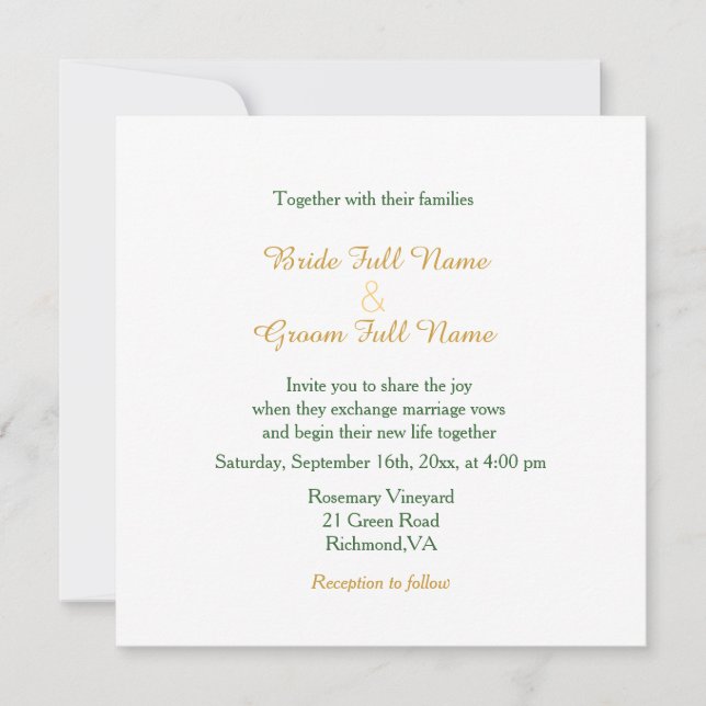 Vintage gelbe Blumen Hochzeitseinladung. Redoute Einladung (Vorderseite)