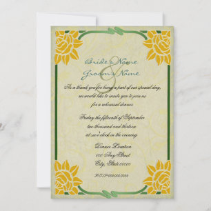 Vintage Gelbe Blumen Hochzeitsprobedinner Einladung