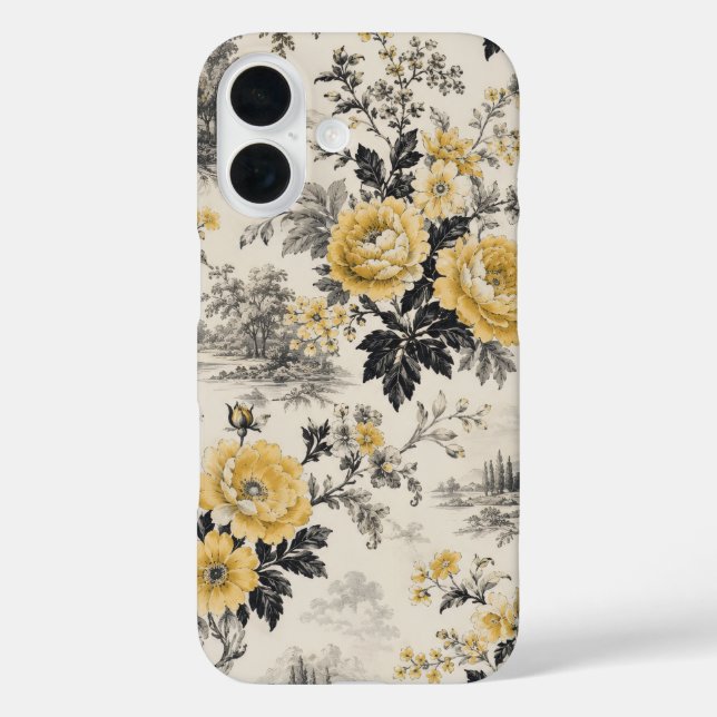 vintage gelbe Blumen Iphone 16 Hülle (Rückseite)