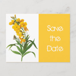 Vintage gelbe Blumen Save the Date Postkarte. Ankündigungspostkarte