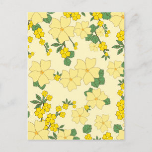 Vintage-gelbe Blumengestaltungsillustration Postkarte
