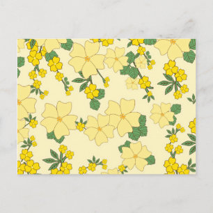 Vintage-gelbe Blumengestaltungsillustration Postkarte