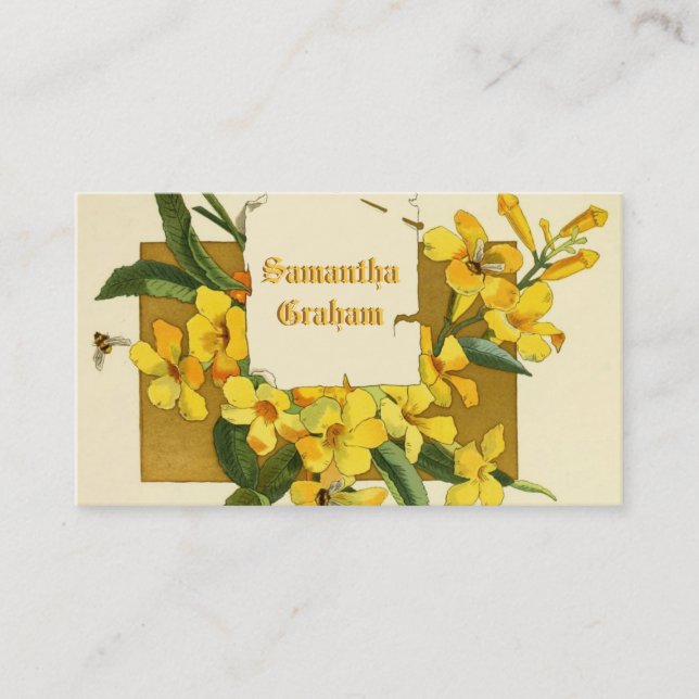 Vintage gelbe Jasmin-Blume Visitenkarte (Vorderseite)