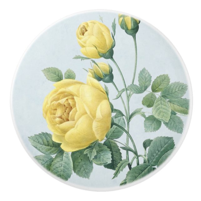 Vintage gelbe Rose, schöner ceramib Griff (Vorderseite)