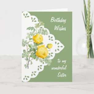 Vintage-Gelbe-Rosen-Blumen-Schwester Karte