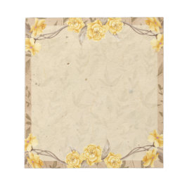 Vintage Gelbe Rosen Floral Notizblock