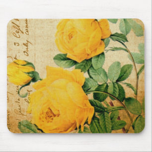 Vintage gelbe Rosen Mousepad
