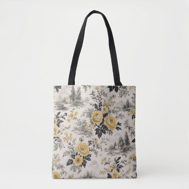 Vintage-Gelbe-Rosen-Tragetasche (Vorderseite)