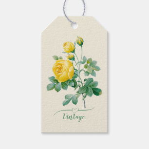 Vintage Gelbe Rosenkunst Geschenkanhänger