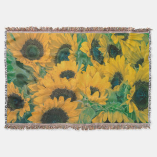 Vintage-Gelbe Sonnenblumen-Kunst Fleece-Decke Decke