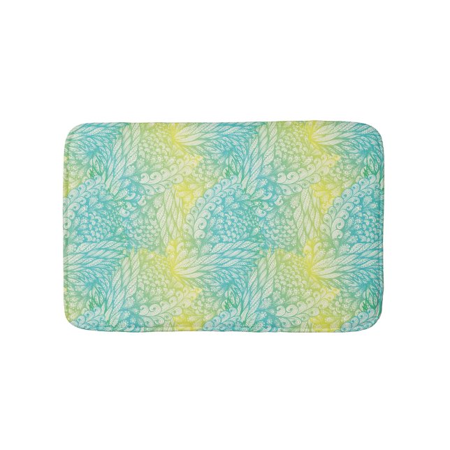 Vintage gelbe und blaue mit Blumensteigung Badematte (Vorderseite)