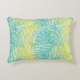Vintage gelbe und blaue mit Blumensteigung Dekokissen