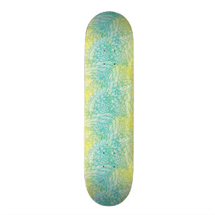 Vintage gelbe und blaue mit Blumensteigung Skateboard