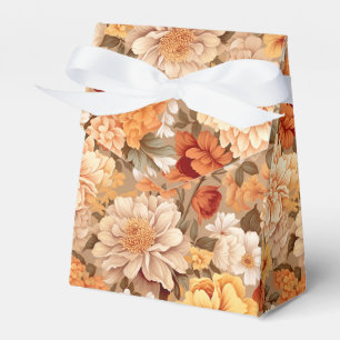 Vintage gelbe verbrannte orange beige braune Blume Geschenkschachtel