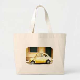 Vintage gelber Fiat 500 in Italien Jumbo Stoffbeutel