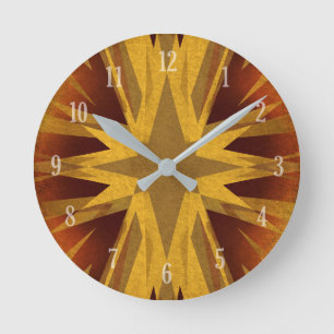 Vintage gelber Sternenburst Runde Wanduhr