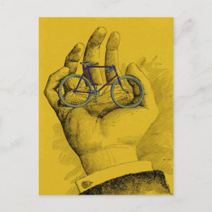 Vintage gelbes Handfahrrad humorvolles Fahrrad Postkarte