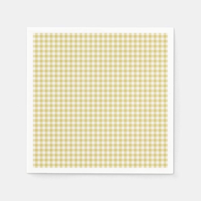 Vintage gelbes Schachbrettmuster-Papier Serviette (Vorderseite)