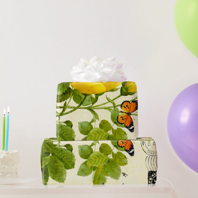 Vintage Gelbrosen Geschenkpapier (Partygeschenke)