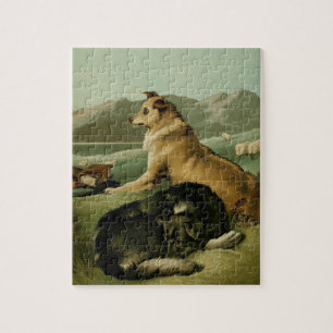 Vintage-Gemälde: Collie-Hunde Puzzle