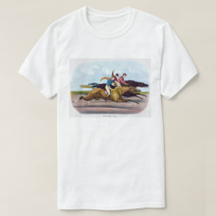 Vintage-Gemälde einer Pferderennszene, Pferde T-Shirt