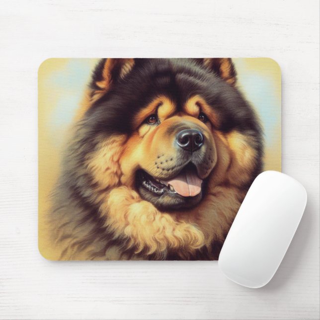 Vintage-Gemälde eines Chow-Chow Mousepad (Mit Mouse)
