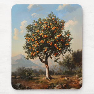Vintage Gemälde eines Orangenbaums in der Landscha Mousepad