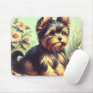 Vintage-Gemälde eines Yorkshire Terriers Mousepad
