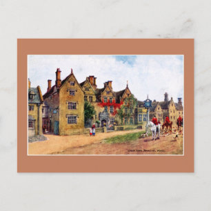 Vintage-Gemälde Lygon Arms Broadway Kunst Postkarte
