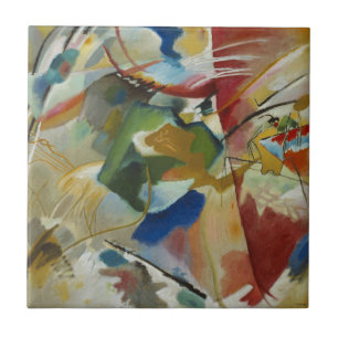 Vintage-Gemälde mit Grün von Kandinsky Fliese
