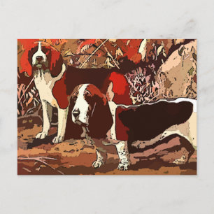 Vintage gemalte Beagles-Postkarte Postkarte