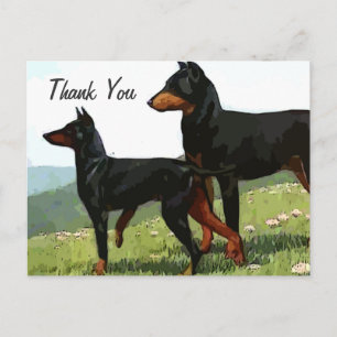 Vintage gemalter Dobermann Danke Postkarte