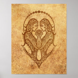 Vintage Gemini Zodiac Poster
