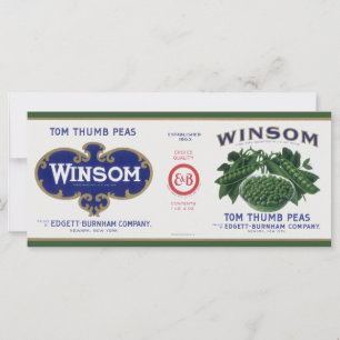 Vintage-Gemüse-Dosenetikett-Kunst, Winsom Erbsen