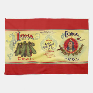 Vintage-Gemüse-Dosenetiketten-Kunst, Iona-Marke Er Geschirrtuch