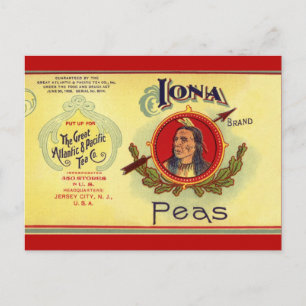 Vintage-Gemüse-Dosenetiketten-Kunst, Iona-Marke-Er Postkarte