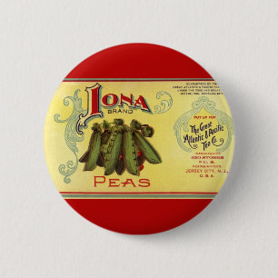 Vintage-Gemüse-Dosenetiketten-Kunst, Iona-Marken-E Button