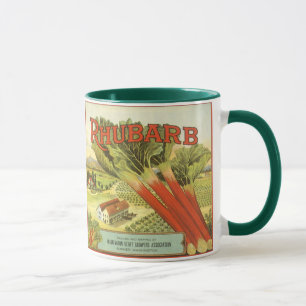 Vintage-Gemüse-Dosenetiketten-Kunst, Rhubarb-Farm Tasse