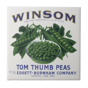 Vintage-Gemüse-Dosenetiketten-Kunst, Winsom Erbsen Fliese