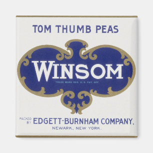 Vintage-Gemüse-Dosenetiketten-Kunst, Winsom Erbsen Magnet