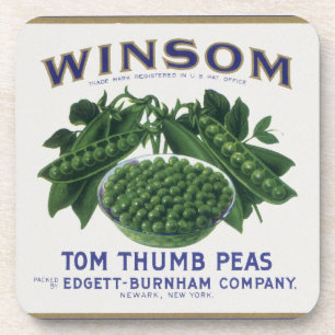 Vintage-Gemüse-Dosenetiketten-Kunst, Winsom Erbsen Untersetzer