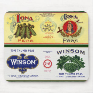 Vintage-Gemüse-Dosenlabel-Kunst, Iona-Marke Erbsen Mousepad