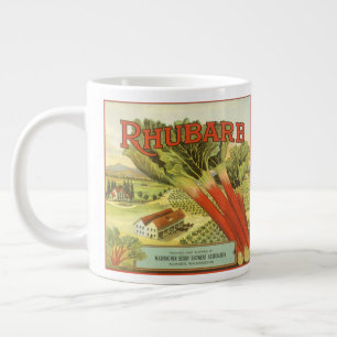 Vintage-Gemüse-Dosenlabel-Kunst, Rhabarber-Farm Jumbo-Tasse