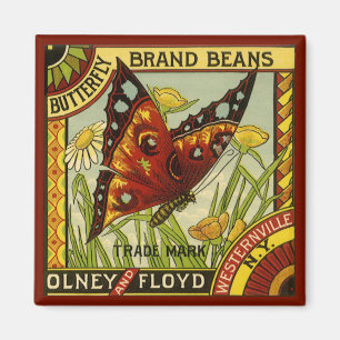 Vintage-Gemüse-Label-Kunst, Butterfly-Marke-Bohnen Magnet