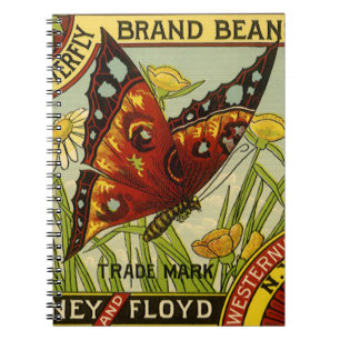 Vintage-Gemüse-Label-Kunst, Butterfly-Marke-Bohnen Notizblock