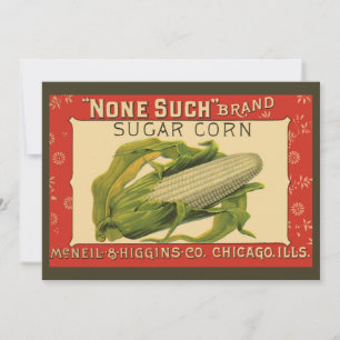 Vintage-Gemüse-Label-Kunst, None Such Zuckermais