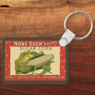 Vintage-Gemüse-Label-Kunst, None Such Zuckermais Schlüsselanhänger