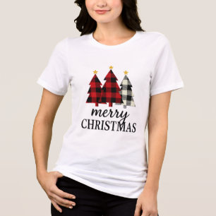 Vintage gemütlicher frohe Weihnachten Karo Baum sa Tri-Blend Shirt