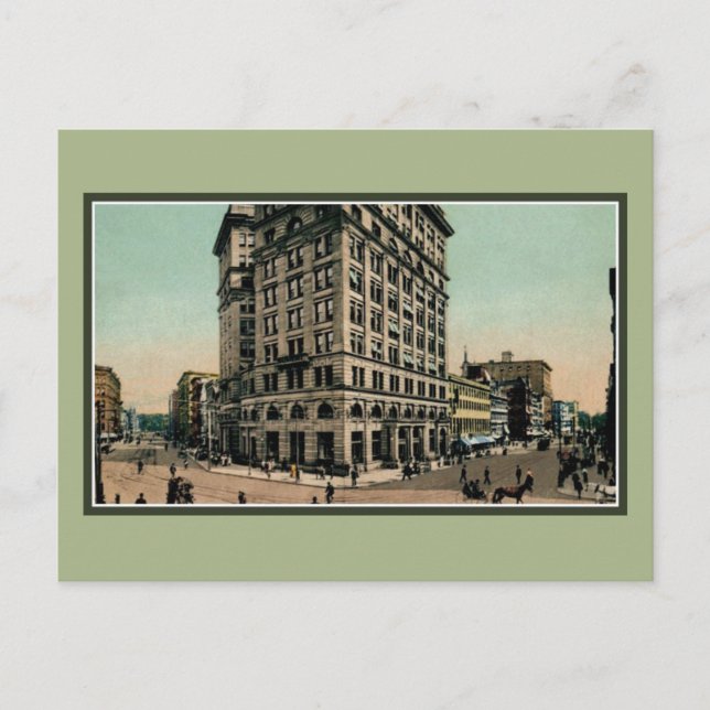 Vintage Genese und Salina Streets Syracuse NY Postkarte (Vorderseite)