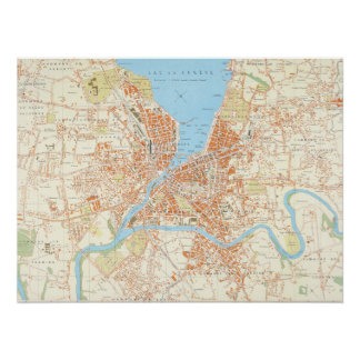 Vintage Geneva Map Print – Historic City Poster